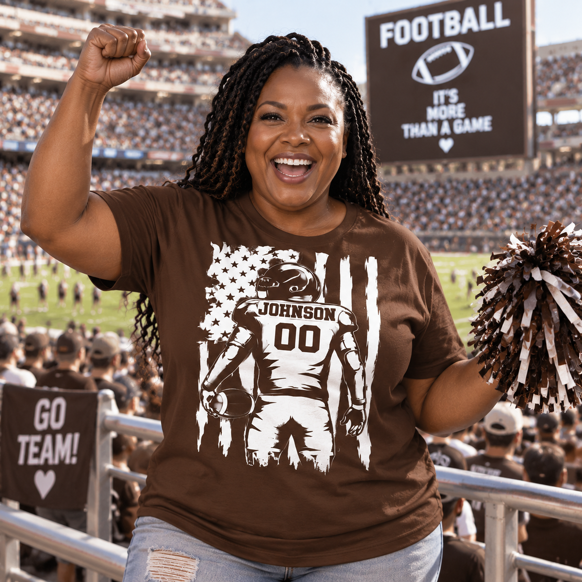 Custom Football Player Name American Flag Shirt