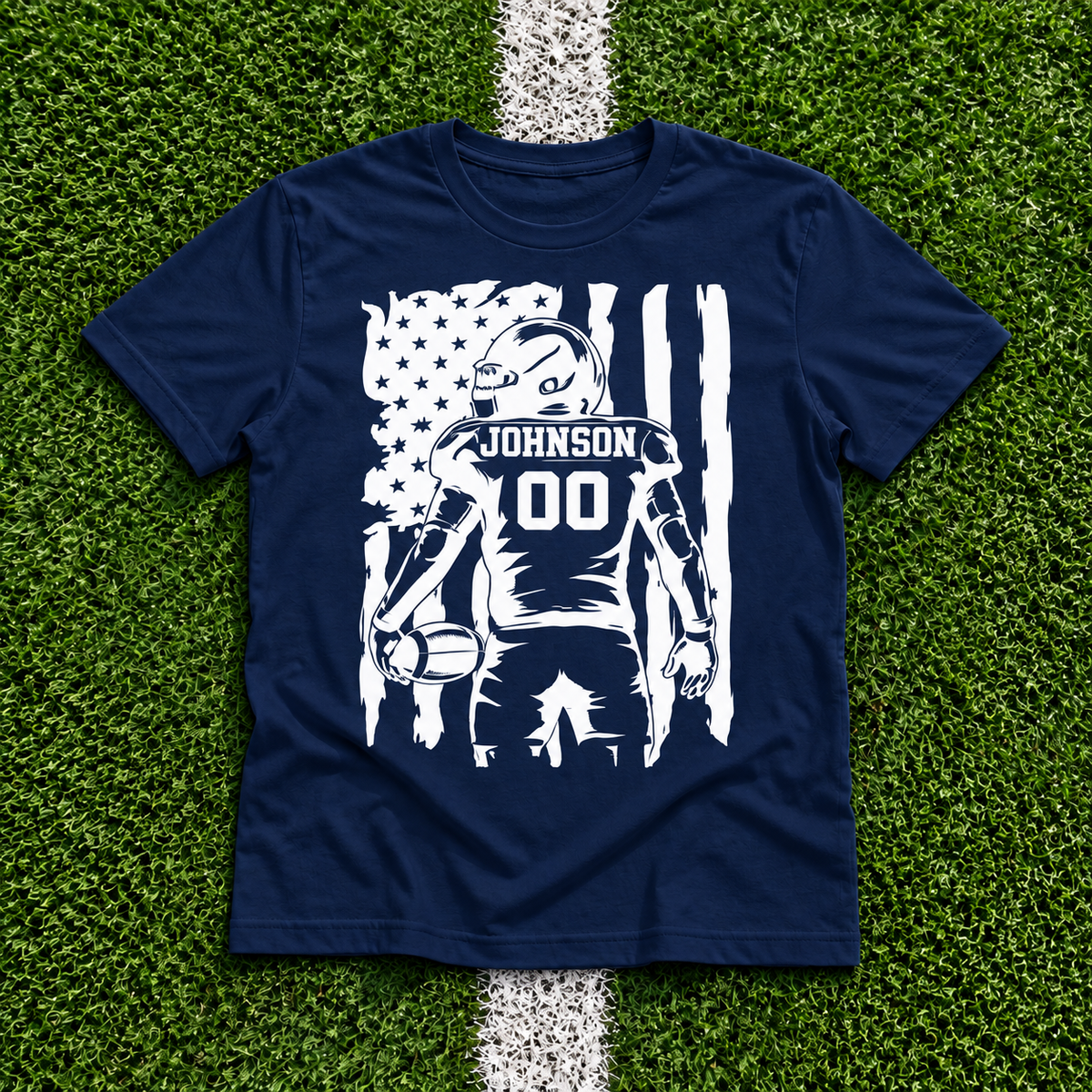 Custom Football Player Name American Flag Shirt