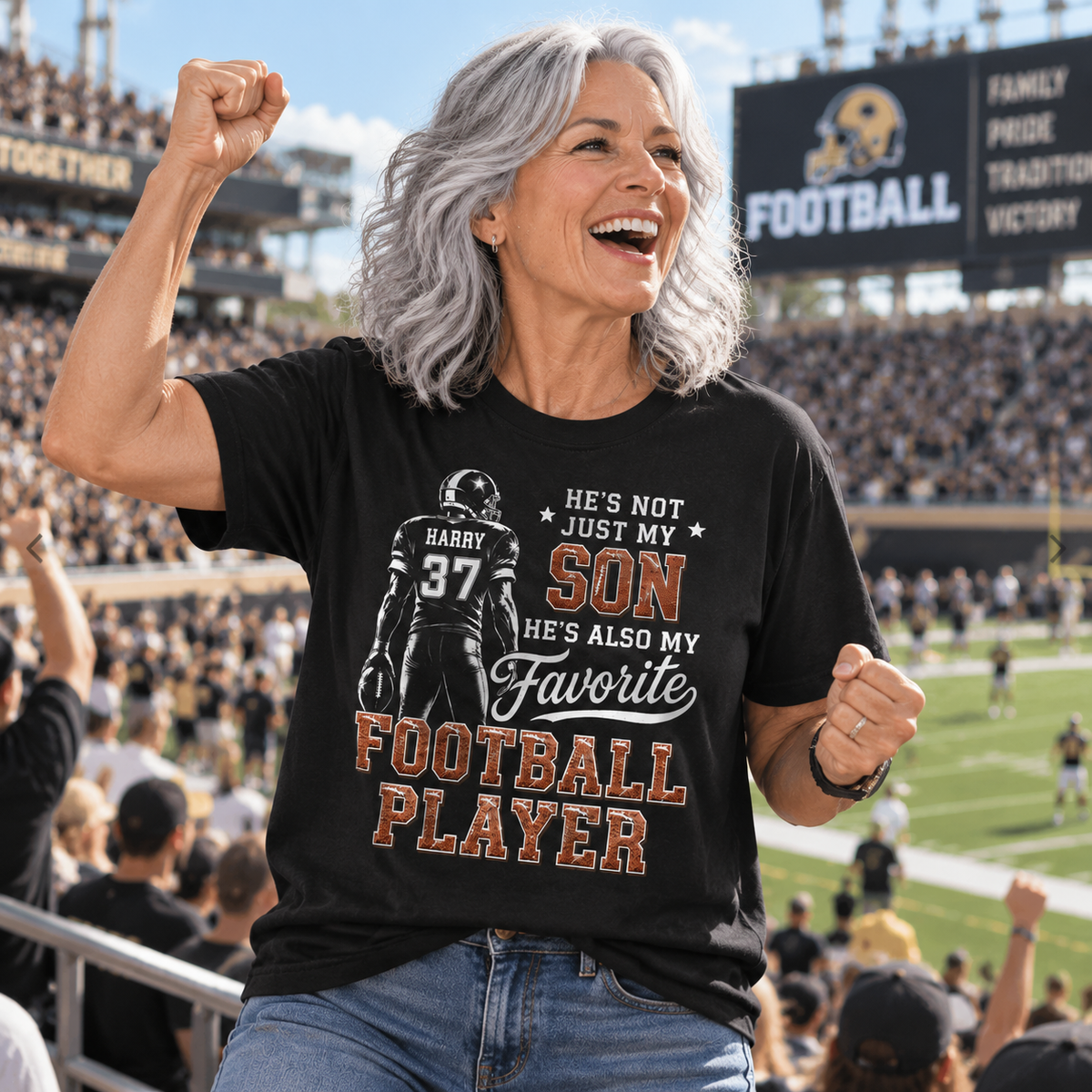 Custom Son Name Football Player Tee