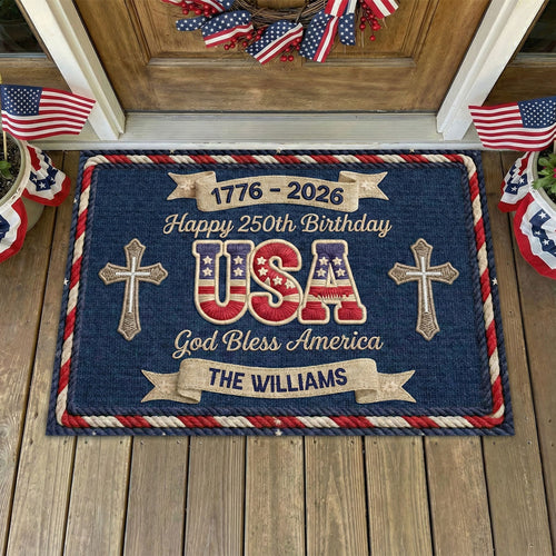 Personalized Doormat - USA 250th Birthday USA God Bless America