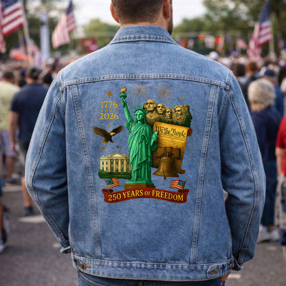 250 years of Freedom USA Denim Jacket Patriotic Eagle Jean Jacket