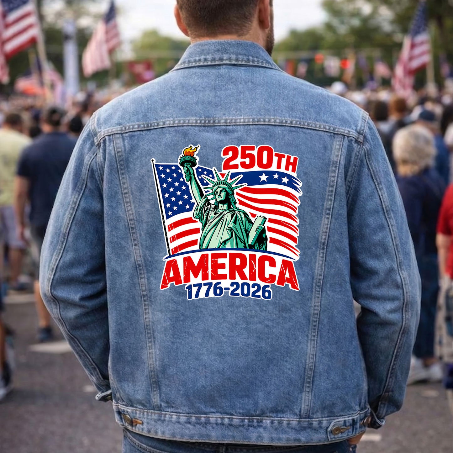 250th America Statue of Liberty Denim Jacket Patriotic Jean Jacket