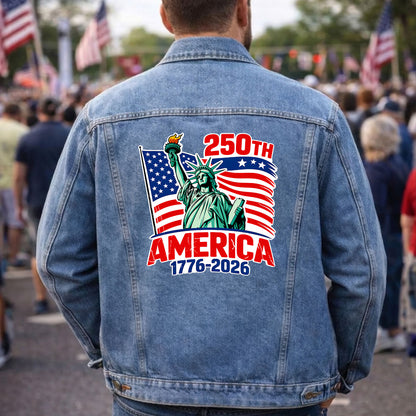 250th America Statue of Liberty Denim Jacket Patriotic Jean Jacket