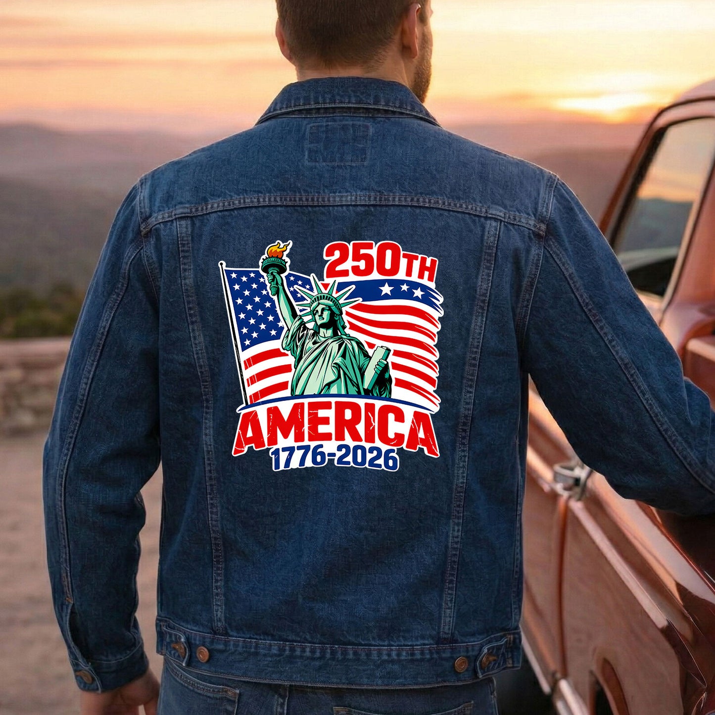 250th America Statue of Liberty Denim Jacket Patriotic Jean Jacket