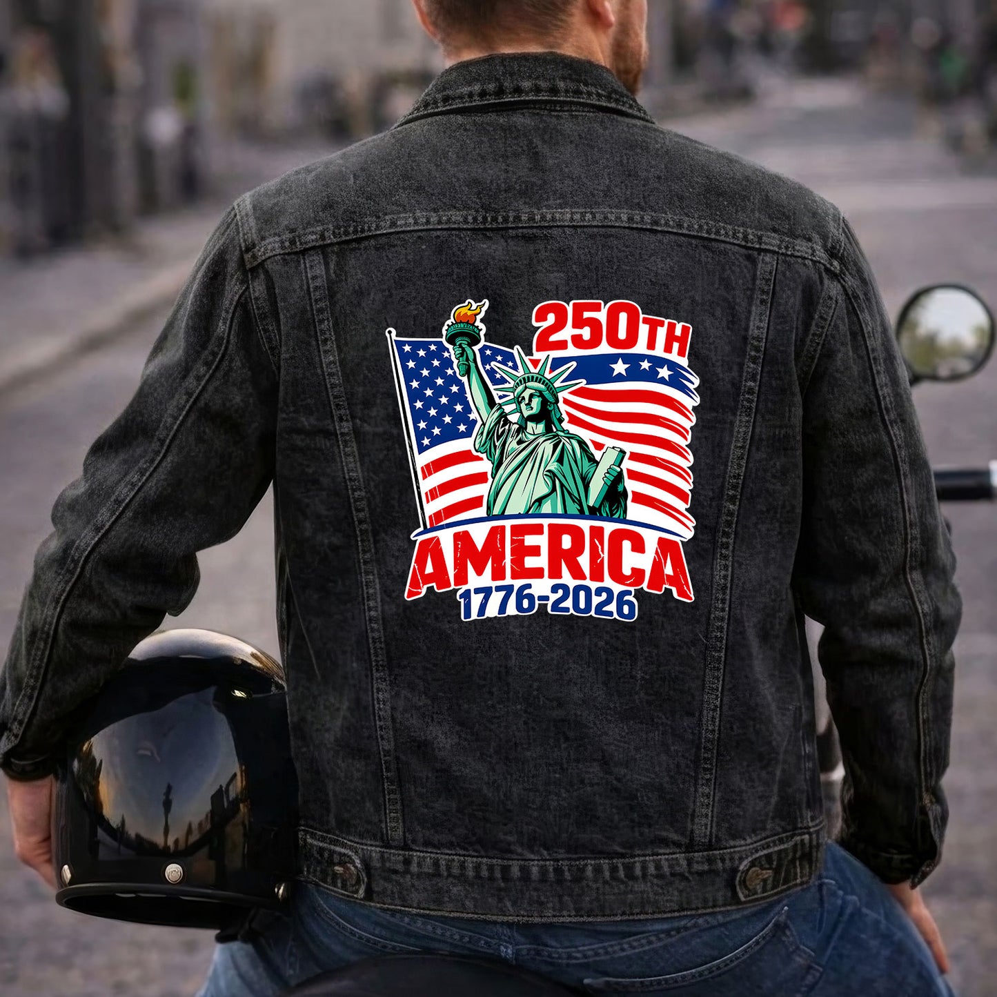 250th America Statue of Liberty Denim Jacket Patriotic Jean Jacket