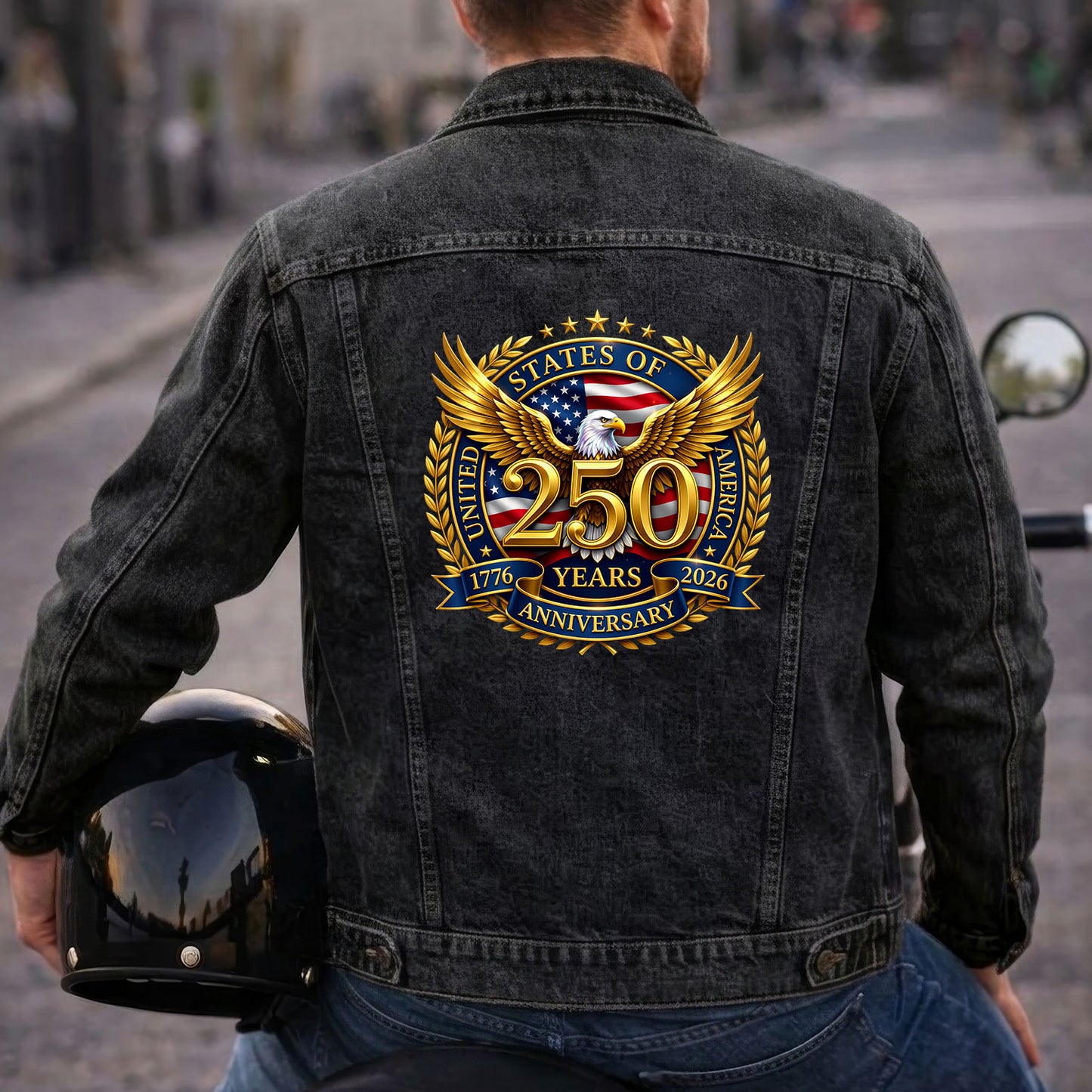 Golden Eagle 250th Anniversary USA Denim Jacket Patriotic Jean Jacket