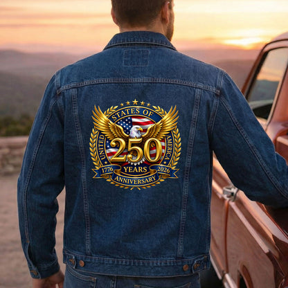 Golden Eagle 250th Anniversary USA Denim Jacket Patriotic Jean Jacket