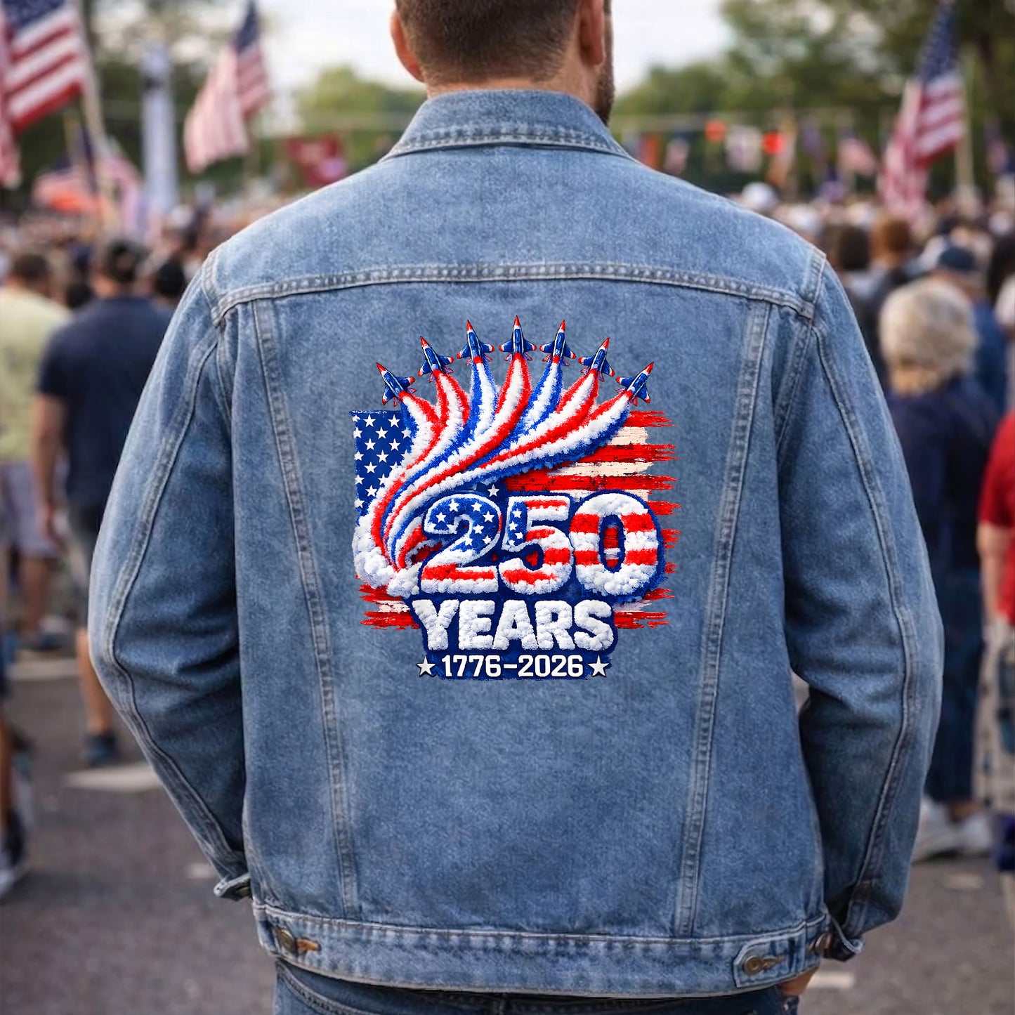 250th Anniversary Jet Denim Jacket Patriotic Jean Jacket