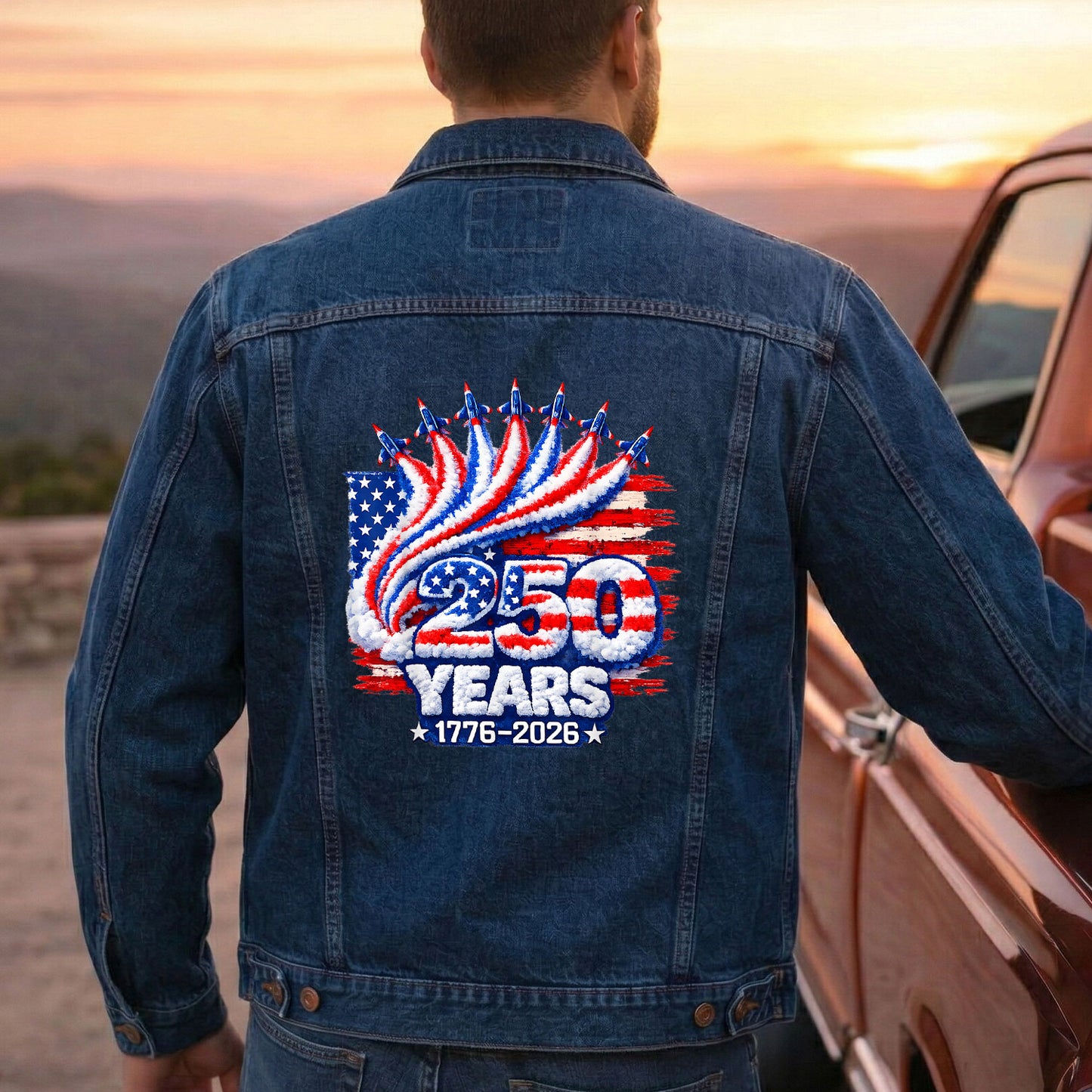 250th Anniversary Jet Denim Jacket Patriotic Jean Jacket