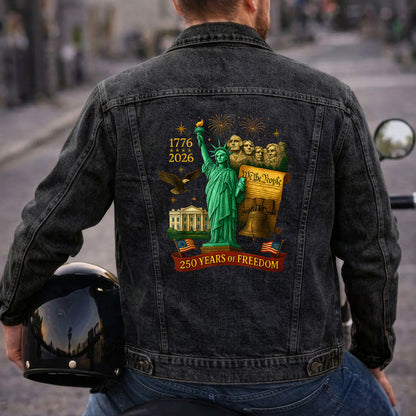 250 years of Freedom USA Denim Jacket Patriotic Eagle Jean Jacket