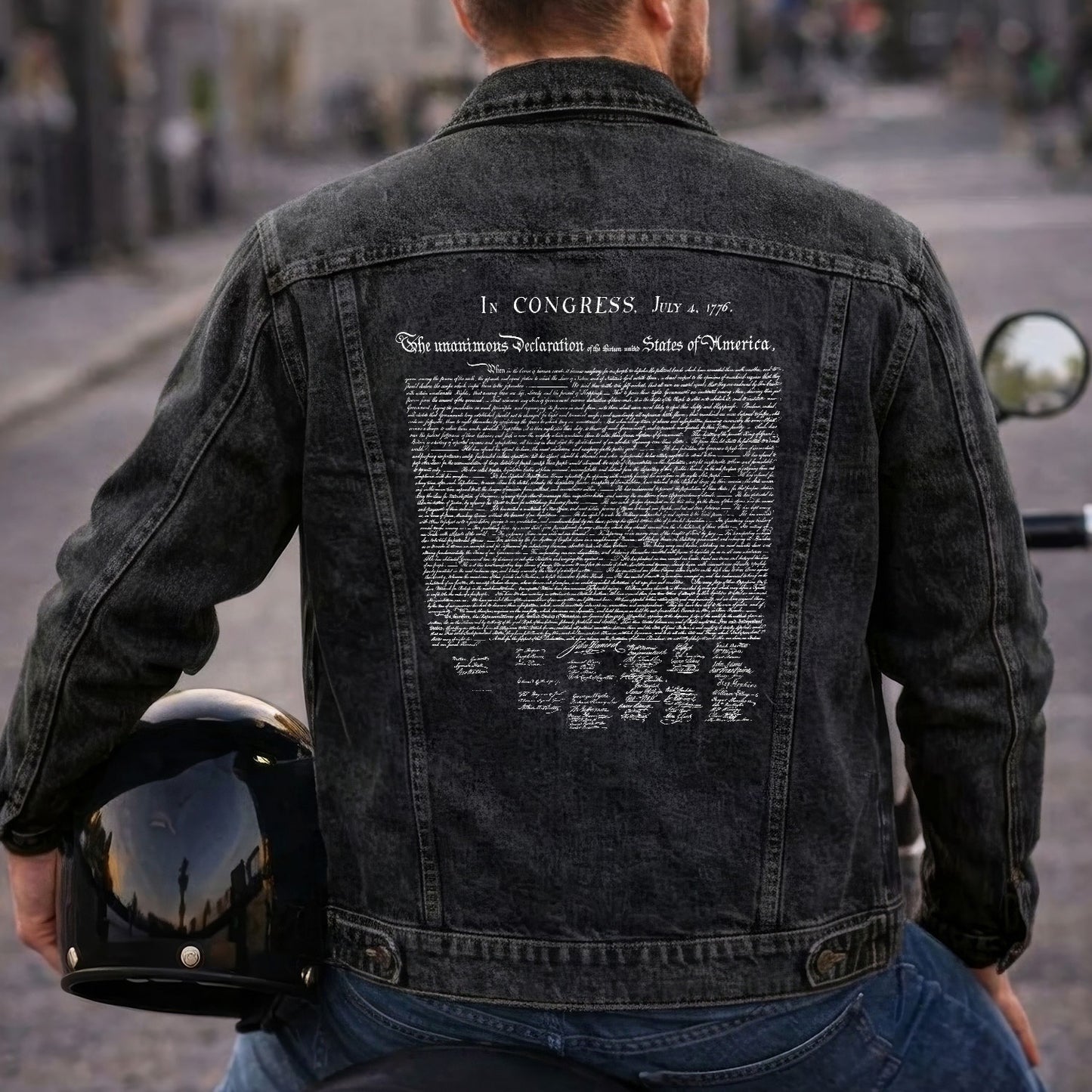 Declaration of Independence Text Denim Jacket Patriotic Jean Jacket