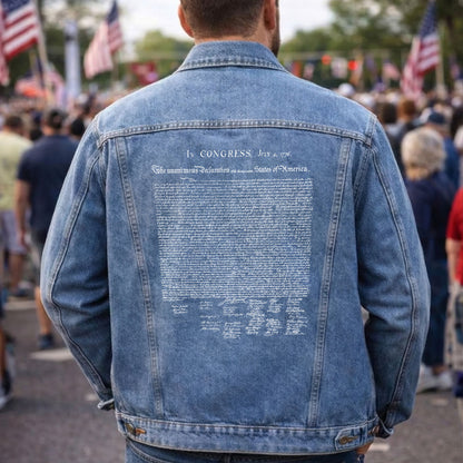 Declaration of Independence Text Denim Jacket Patriotic Jean Jacket